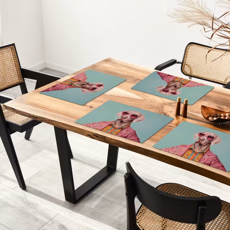Vinilo para manteles individuales - Perro - Camisa - Flores - Gafas — 4