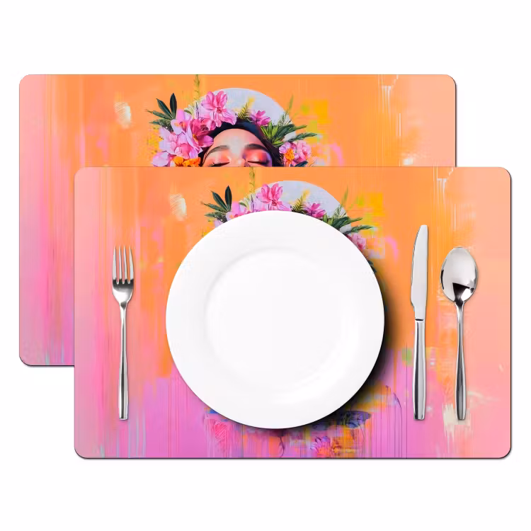 Vinilo para manteles individuales - Retrato - Corona de flores - Mujer — 2