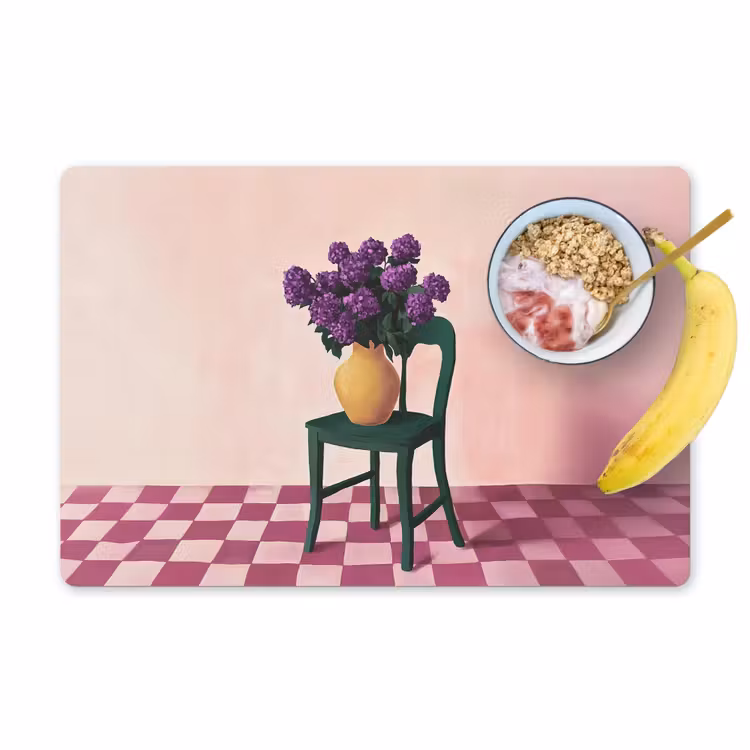Vinilo para manteles individuales - Silla - Jarrón - Flores - Bloqueado — 1