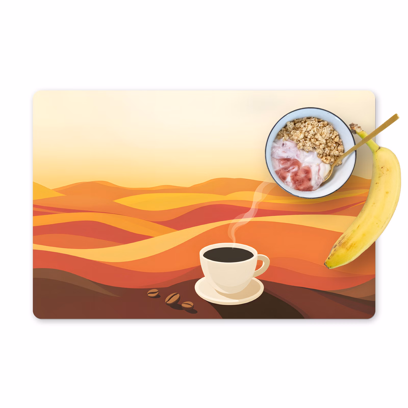 Vinilo para manteles individuales - Café - Paisaje - Naranja - Granos de café — 1