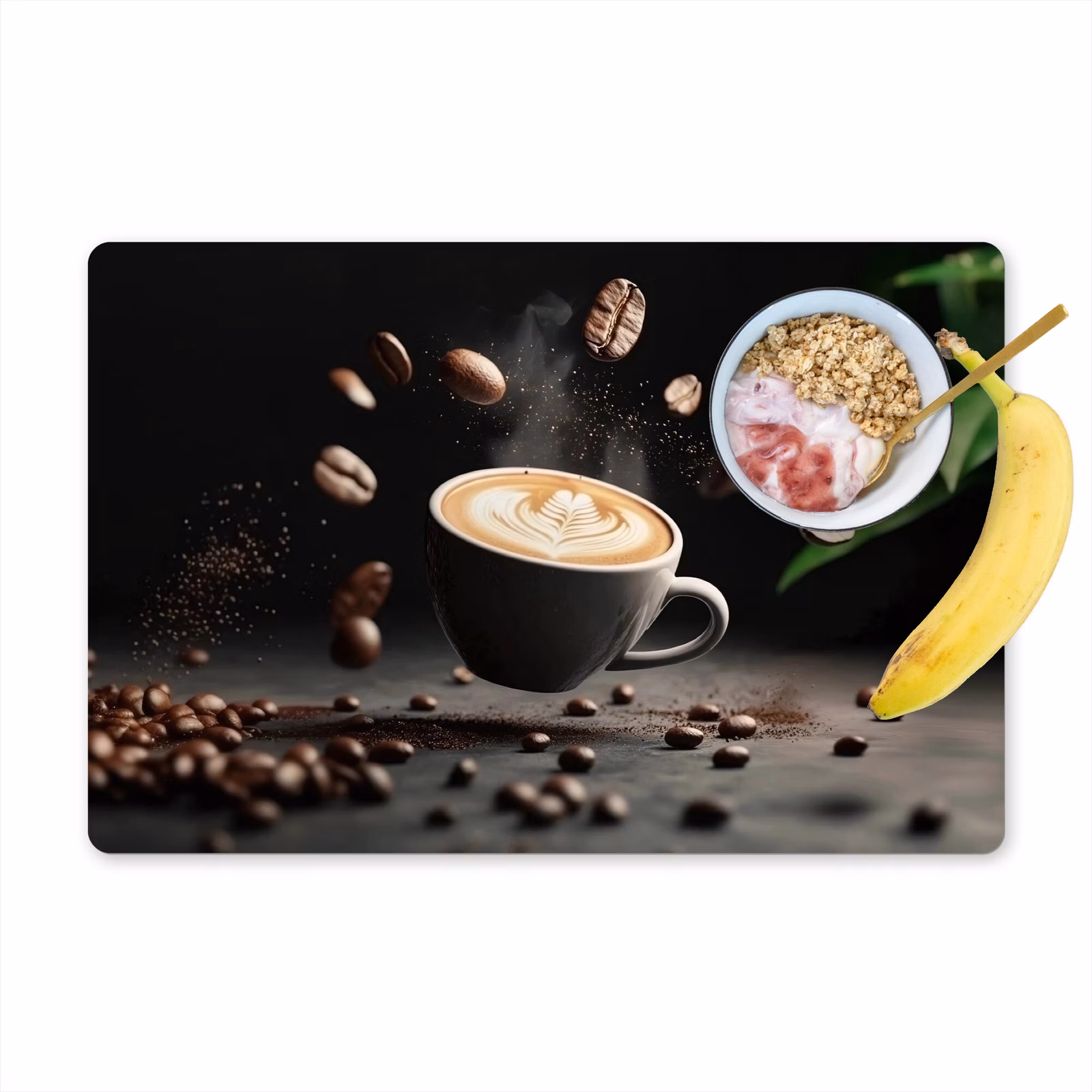 Vinilo para manteles individuales - Capuchino - Taza - Judías - Marrón — 1