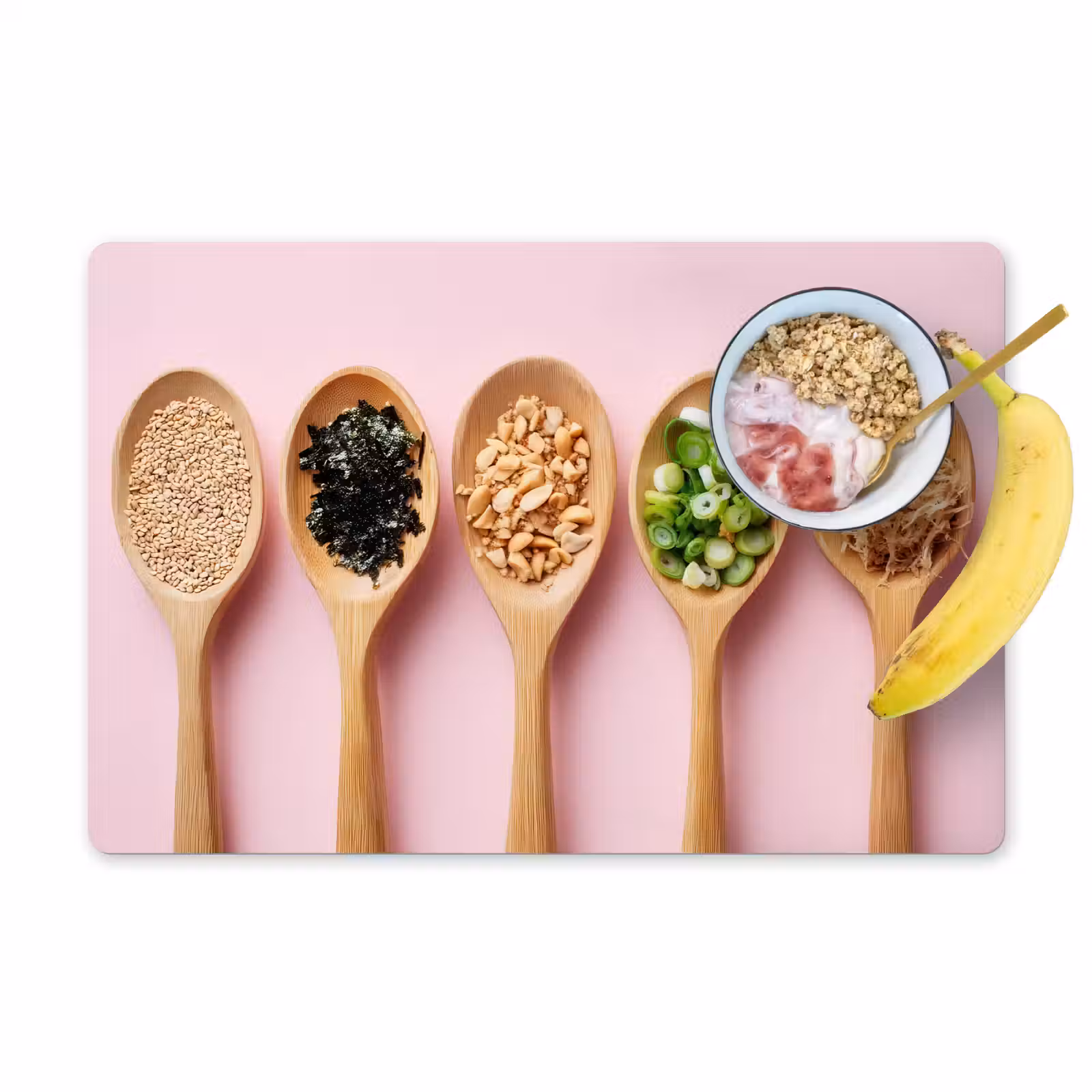 Vinilo para manteles individuales - Ingredients - Cucharas - Madera - Rosa — 1