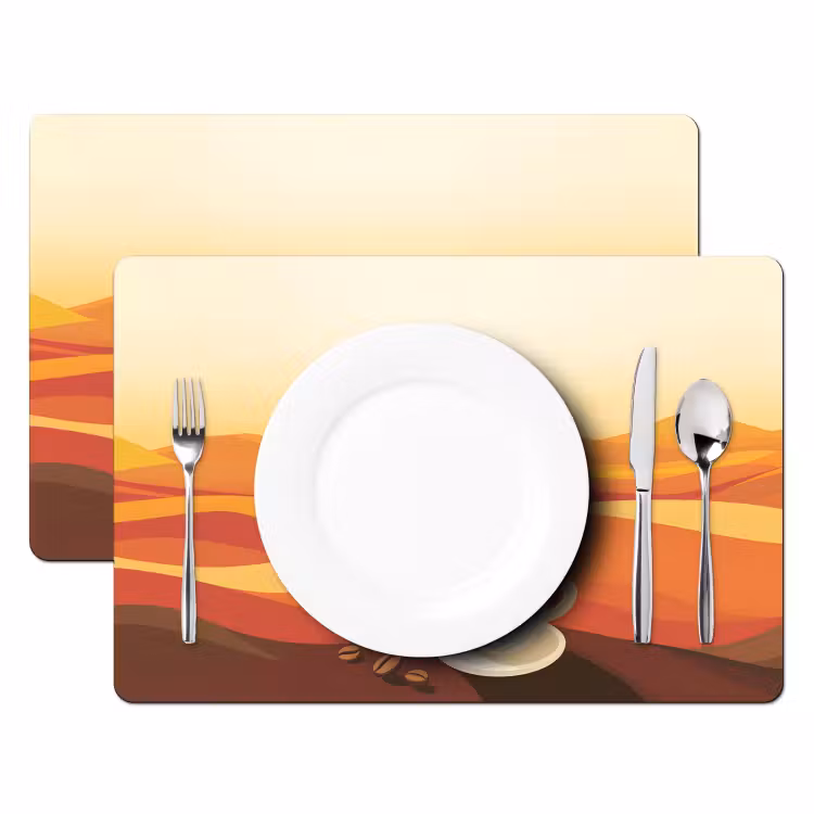 Vinilo para manteles individuales - Café - Paisaje - Naranja - Granos de café — 2