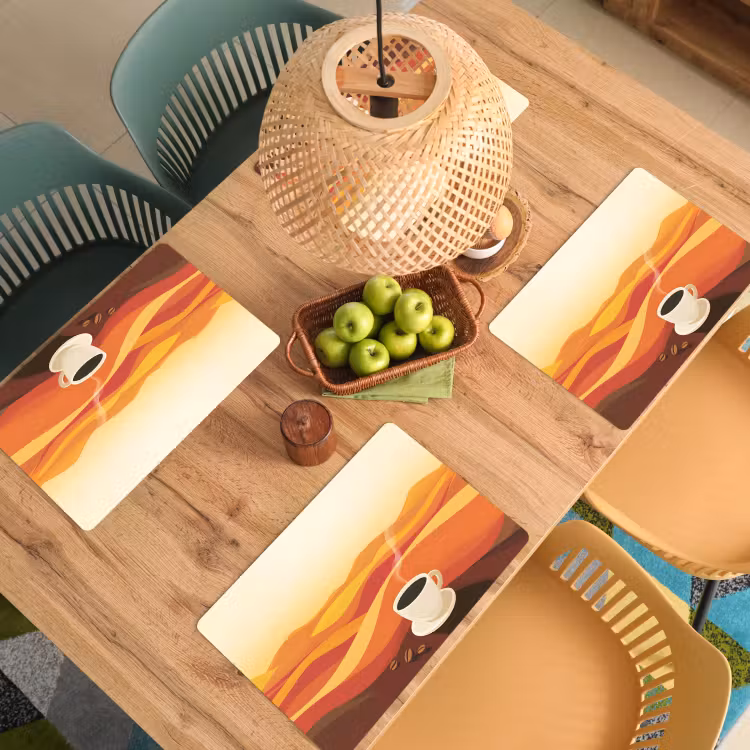 Vinilo para manteles individuales - Café - Paisaje - Naranja - Granos de café — 3