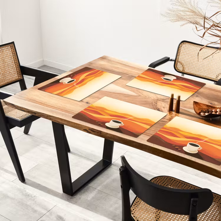Vinilo para manteles individuales - Café - Paisaje - Naranja - Granos de café — 4