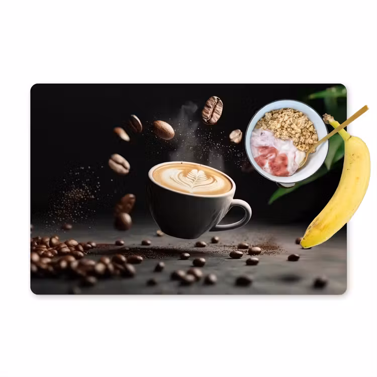 Vinilo para manteles individuales - Capuchino - Taza - Judías - Marrón — 1