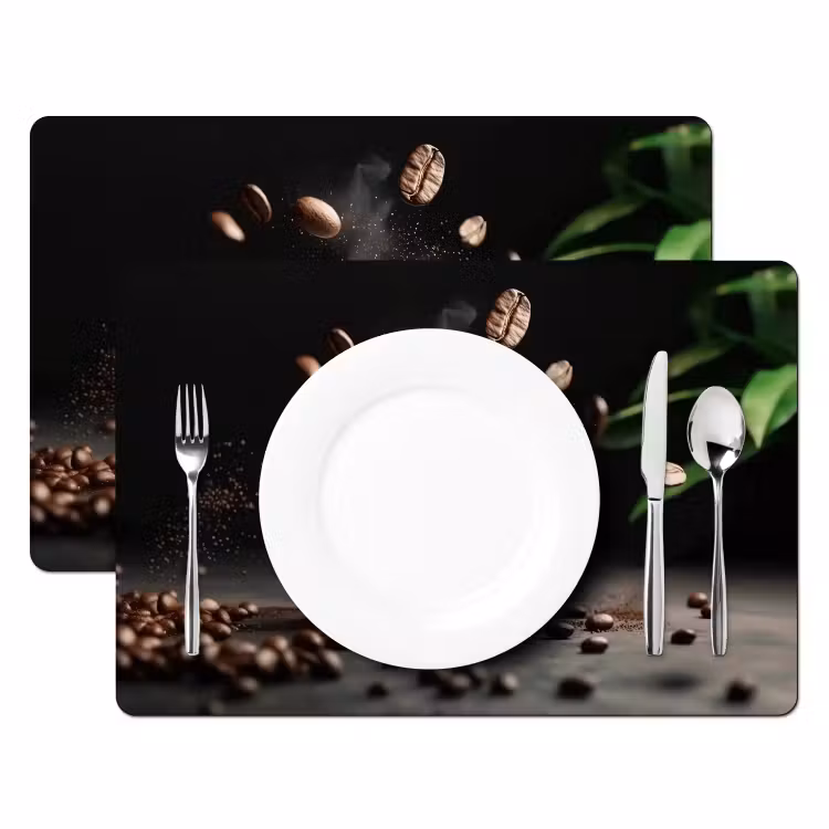 Vinilo para manteles individuales - Capuchino - Taza - Judías - Marrón — 2