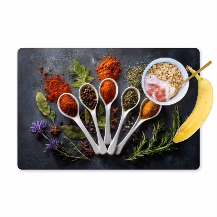 Vinilo para manteles individuales - Cucharas - Blancas - Polvo - Especias — 1