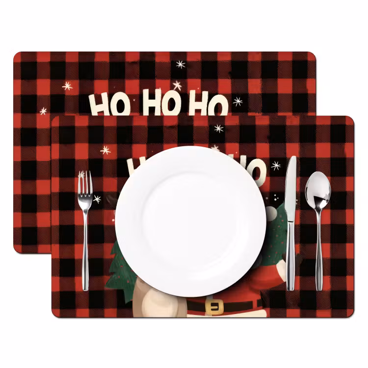 Salvamantel – 6 piezas - Papá Noel - Reno - Texto - Rojo - Negro — 2