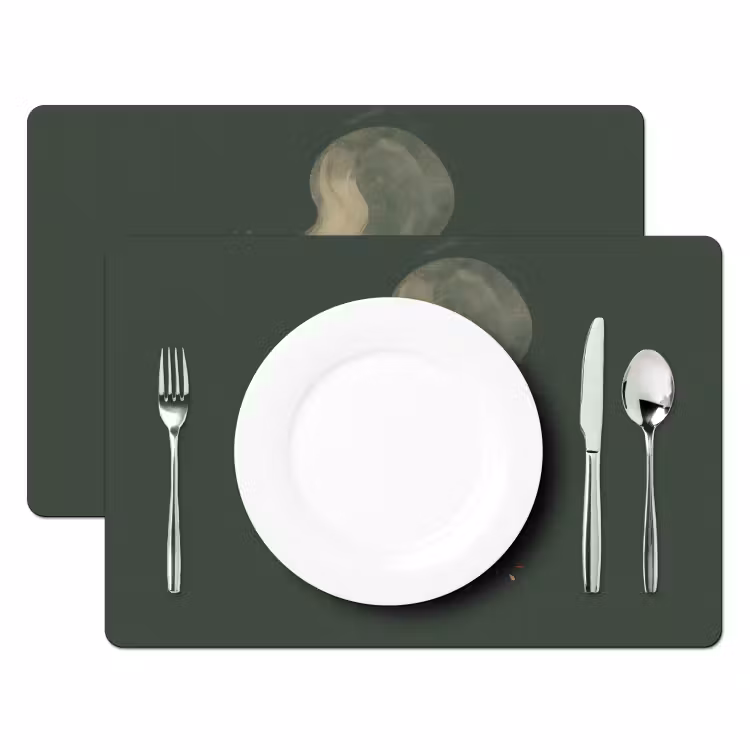 Vinilo para manteles individuales - Taza - Flores - Verde - Café — 2