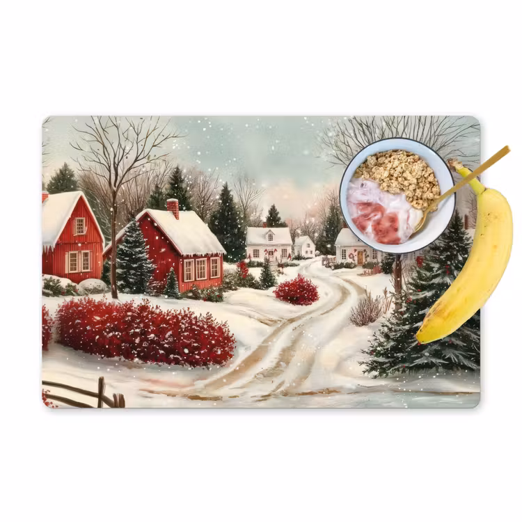 Vinilo para manteles individuales - Ambiente navideño - Rural - Rojo — 1