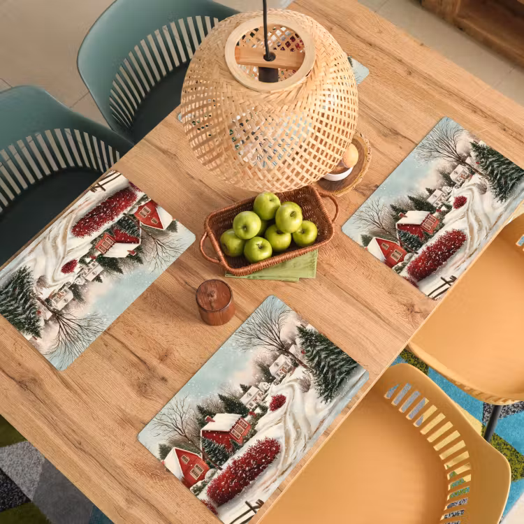 Vinilo para manteles individuales - Ambiente navideño - Rural - Rojo — 3