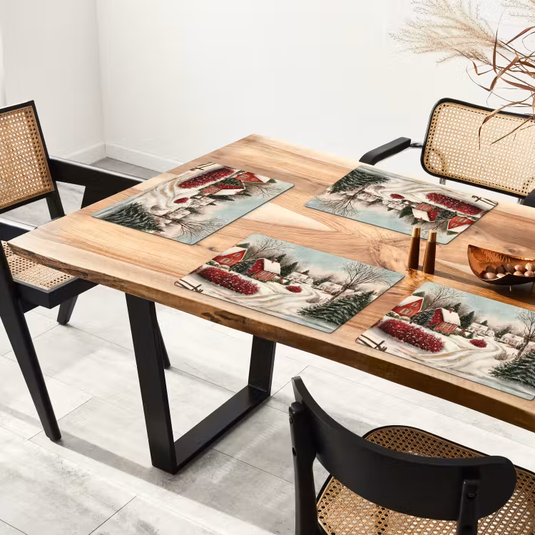 Vinilo para manteles individuales - Ambiente navideño - Rural - Rojo — 4