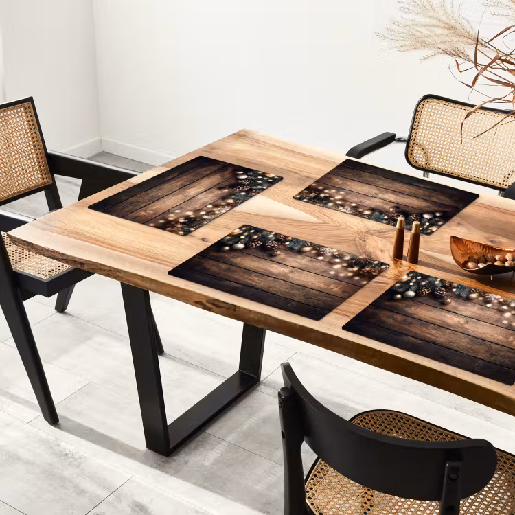 Vinilo para manteles individuales - Decoración navideña - Madera - Cono de pino - Marrón — 4