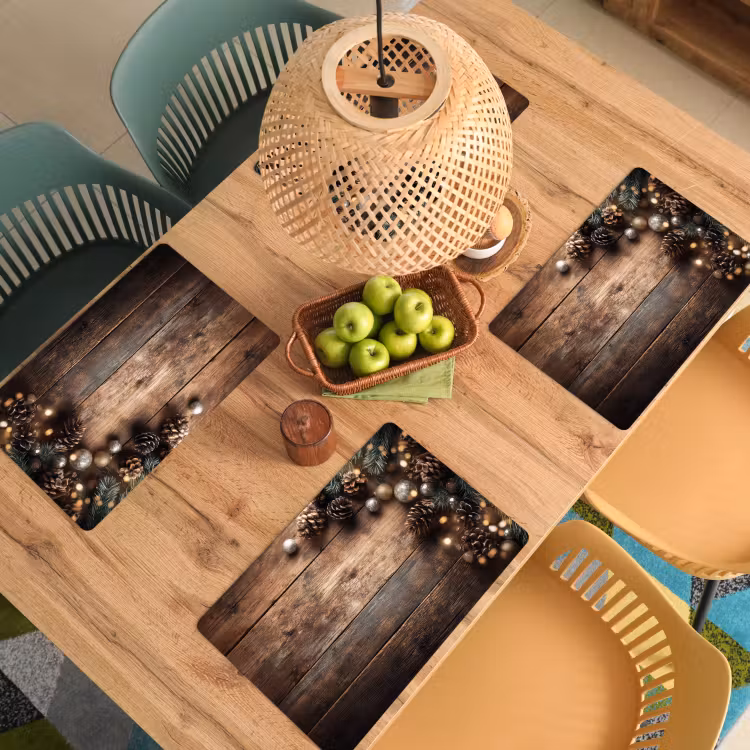 Vinilo para manteles individuales - Decoración navideña para rincones - Piñas - Luces — 3