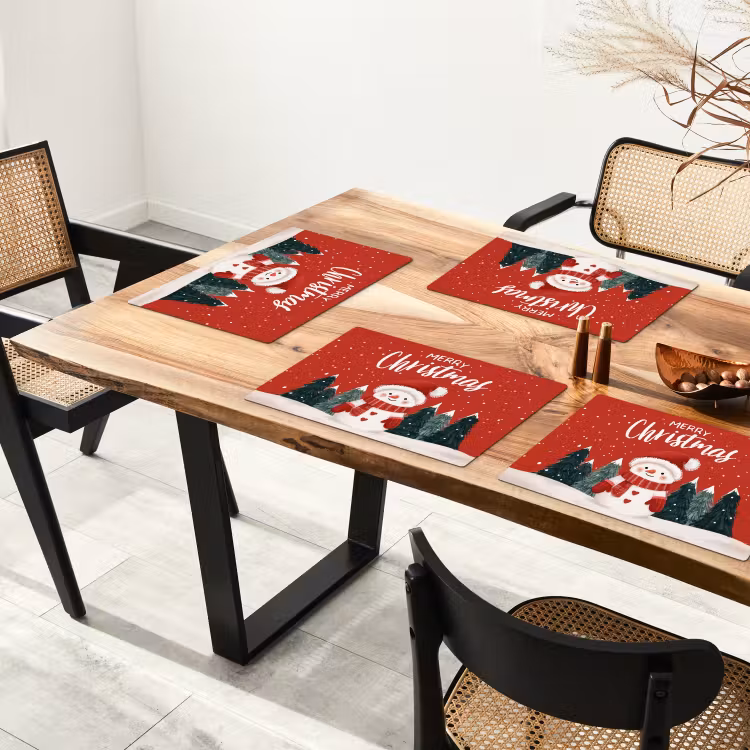 Vinilo para manteles individuales - Felicitación de Navidad - Nieve - Rojo — 4