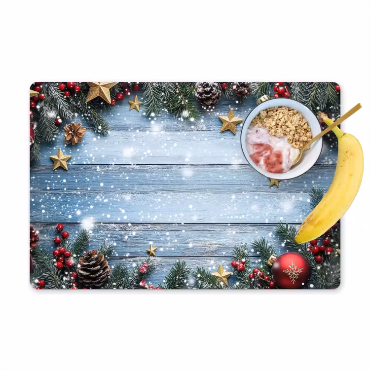 Vinilo para manteles individuales - Marco de Navidad - Nieve - Multicolor — 1