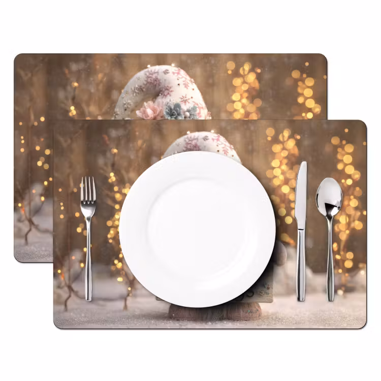 Vinilo para manteles individuales - Navidad - Gnomo - Plato - Colorido — 2