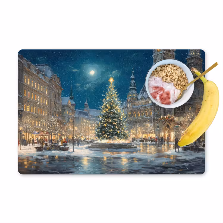 Vinilo para manteles individuales - Nochebuena - Plaza de la ciudad - Multicolor — 1