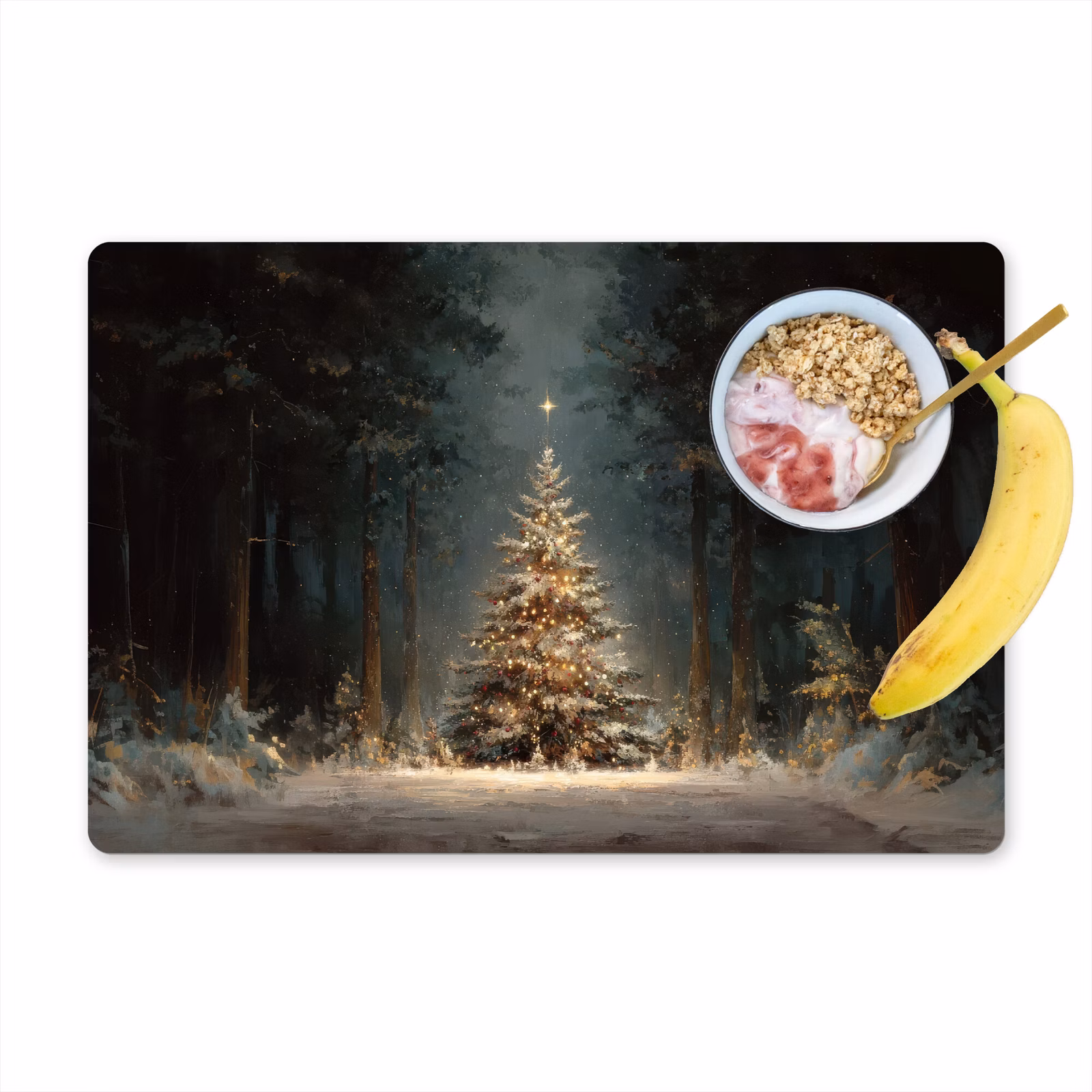 Vinilo para manteles individuales - Árbol de Navidad - Bosque - Nieve - multicolor — 1