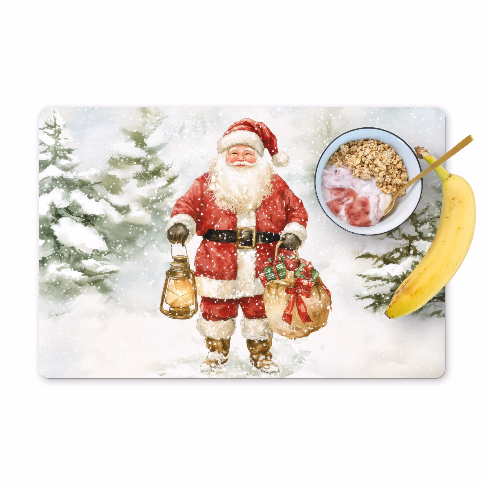Vinilo para manteles individuales - Papá Noel - Invierno - Nieve - Blanco - Rojo — 1