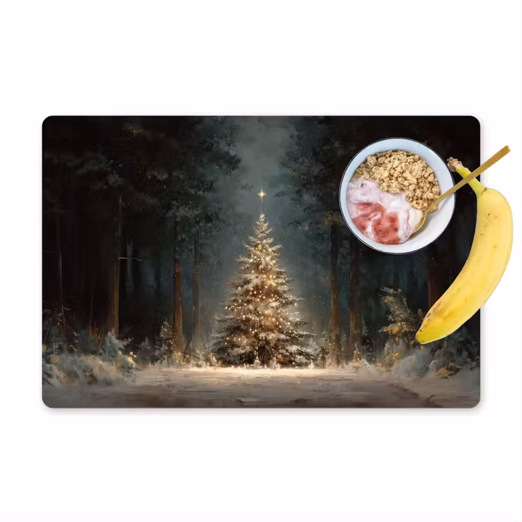 Vinilo para manteles individuales - Árbol de Navidad - Bosque - Nieve - multicolor — 1