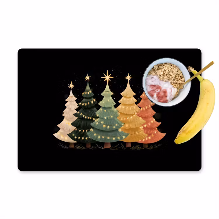 Vinilo para manteles individuales - Árboles de Navidad - Colorido - Luces - Estrella — 1