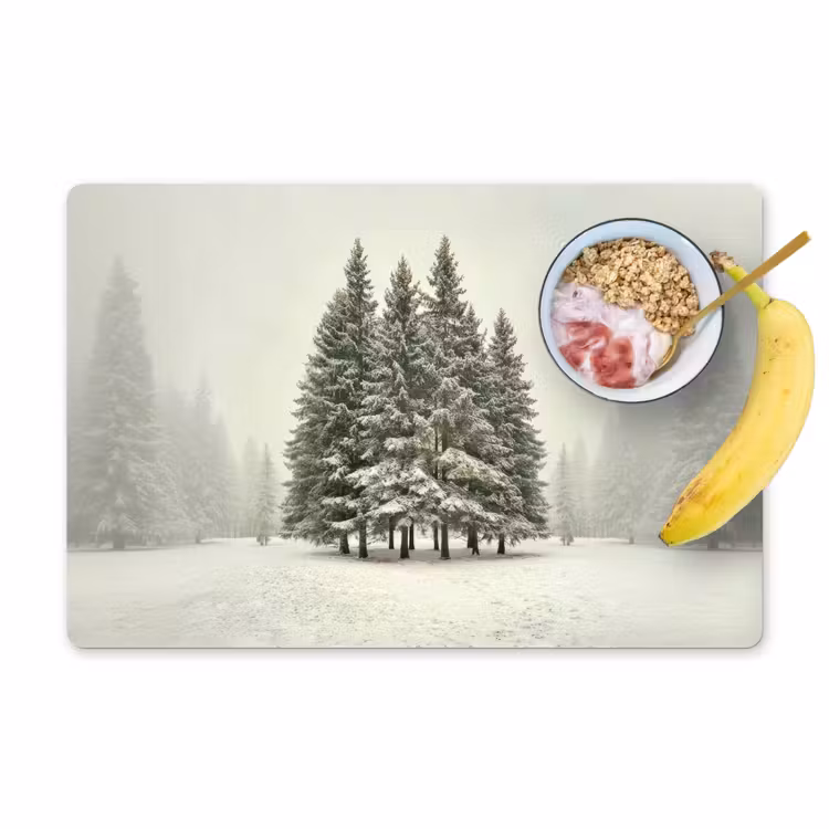 Vinilo para manteles individuales - Árboles - Nieve - Blanco — 1