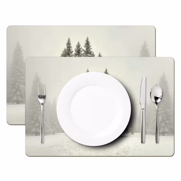 Vinilo para manteles individuales - Árboles - Nieve - Blanco — 2