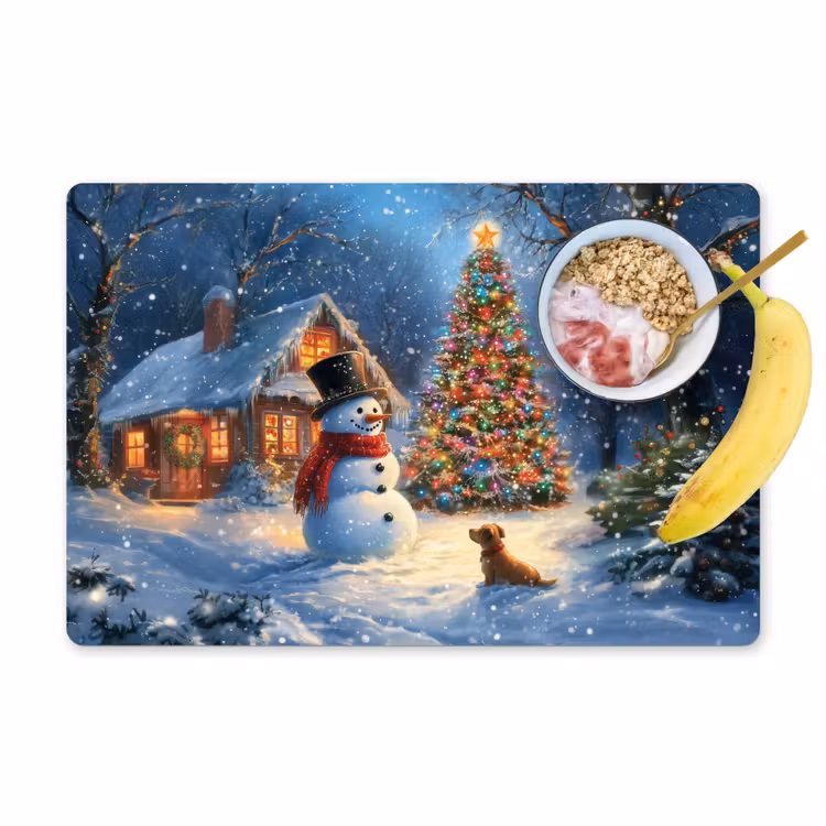 Vinilo para manteles individuales - Milagro de Navidad - Atardecer de invierno - Colorido — 1