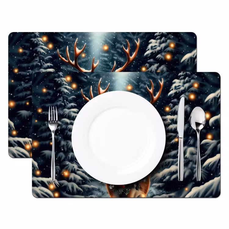 Vinilo para manteles individuales - Navidad - Magia - Bosque - Colorido — 2