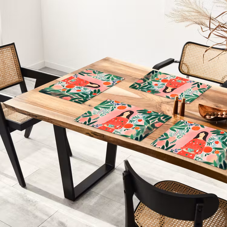 Vinilo para manteles individuales - Navidad - Mujer - Plantas - Verde - Rojo — 3