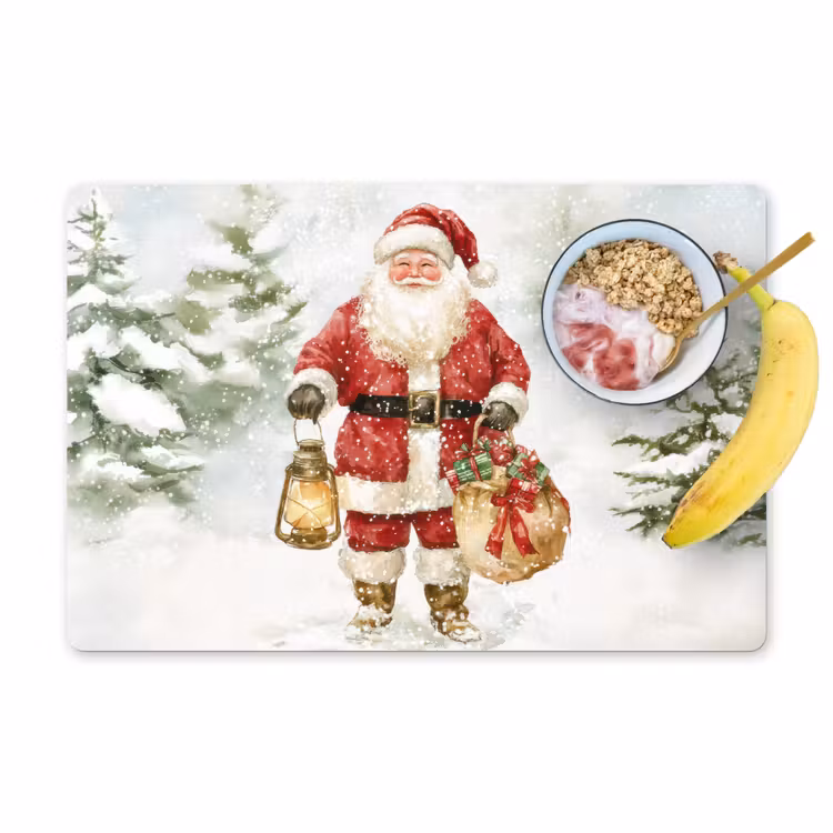 Vinilo para manteles individuales - Papá Noel - Invierno - Nieve - Blanco - Rojo — 1