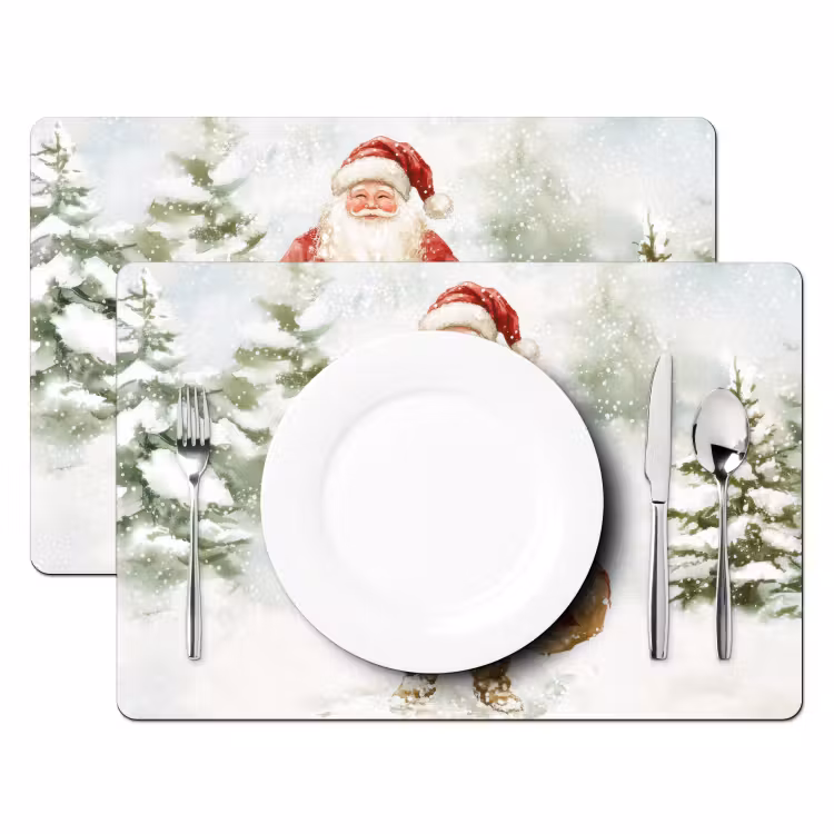 Vinilo para manteles individuales - Papá Noel - Invierno - Nieve - Blanco - Rojo — 2