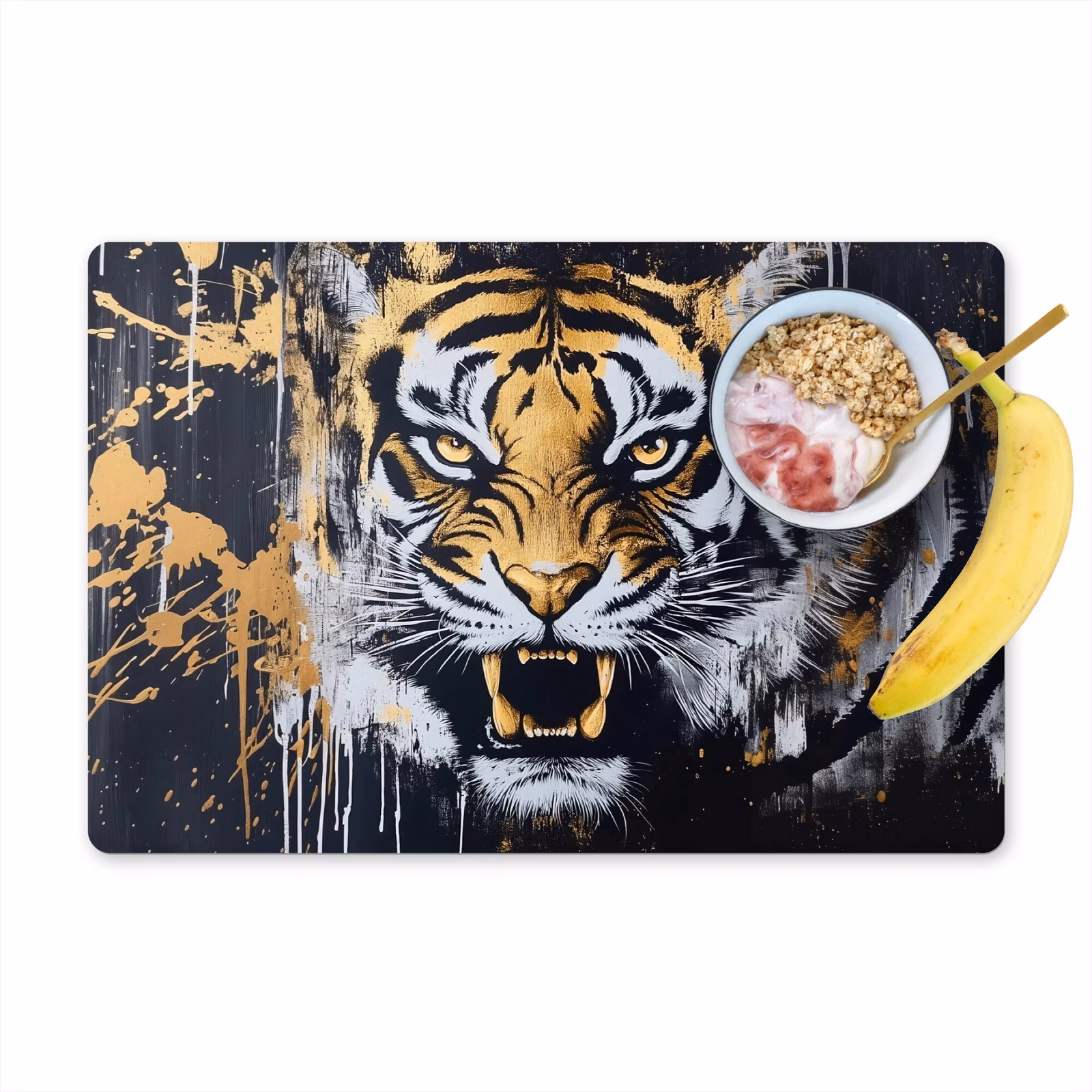 Vinilo para manteles individuales - Tigre - Salpicaduras de pintura - Oro — 1