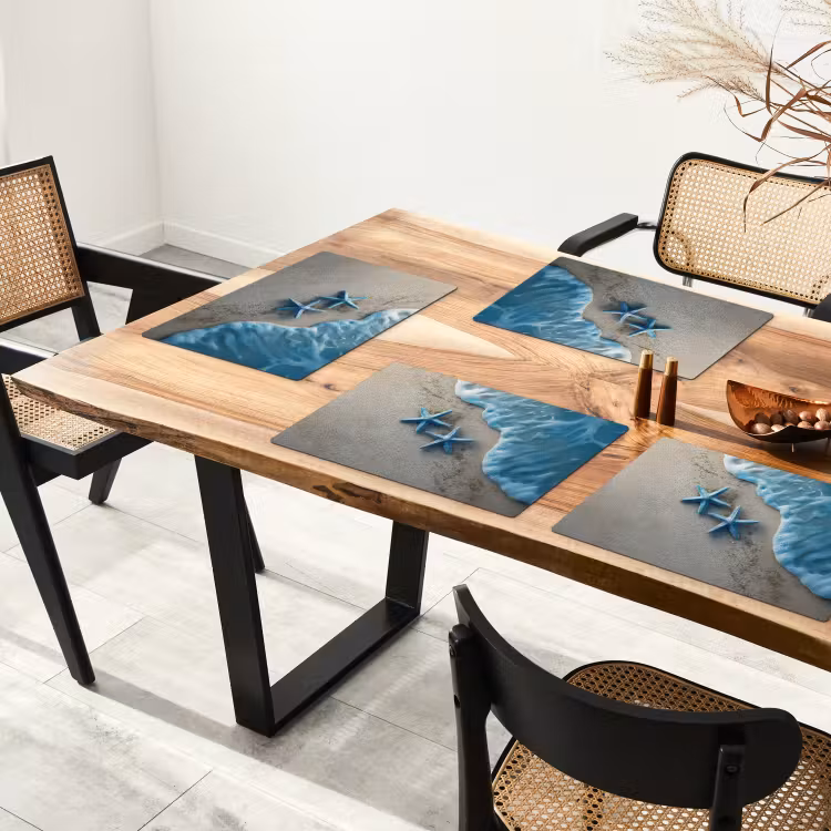Vinilo para manteles individuales - Estrella de mar - Arena - Mar - Azul — 4
