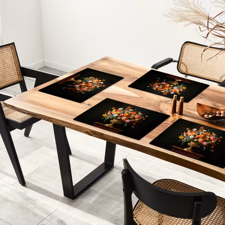 Vinilo para manteles individuales - Oro - Flores - Colores - Jarrón — 4