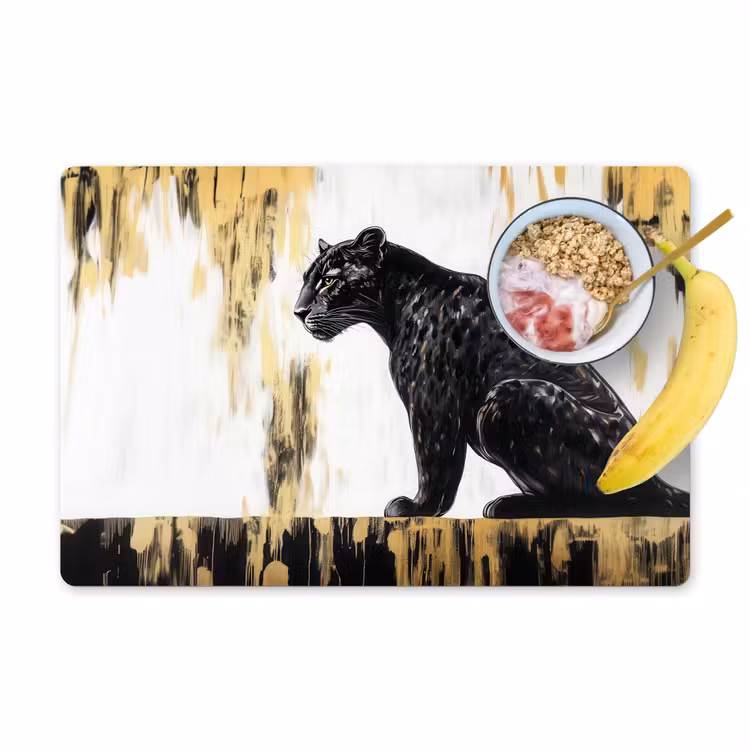 Vinilo para manteles individuales - Pantera - Negro - Abstracto - Oro — 1