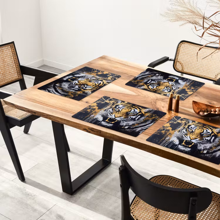 Vinilo para manteles individuales - Tigre - Salpicaduras de pintura - Oro — 4