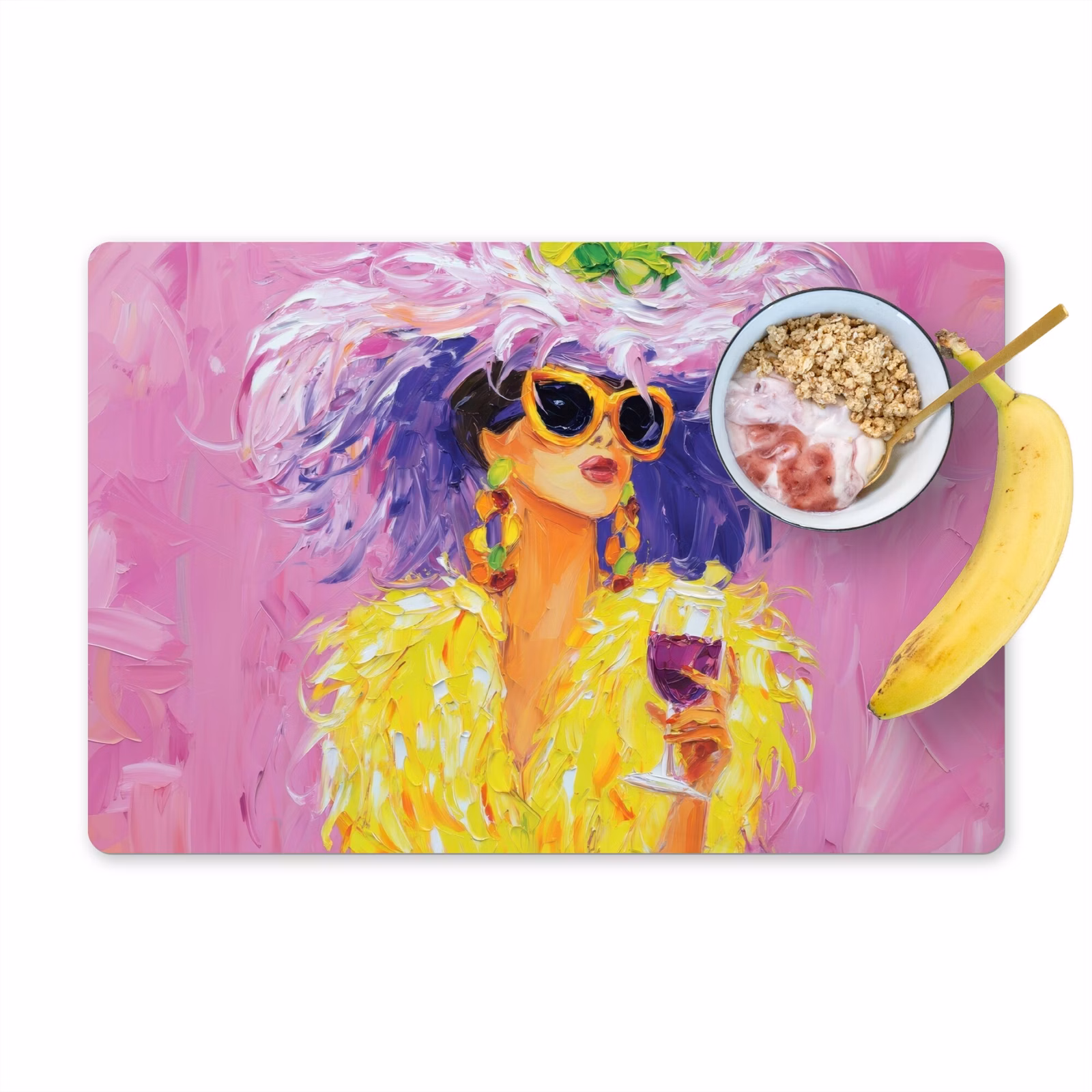 Vinilo para manteles individuales - Gafas de sol - Mujer - Abrigo - Plumas — 1