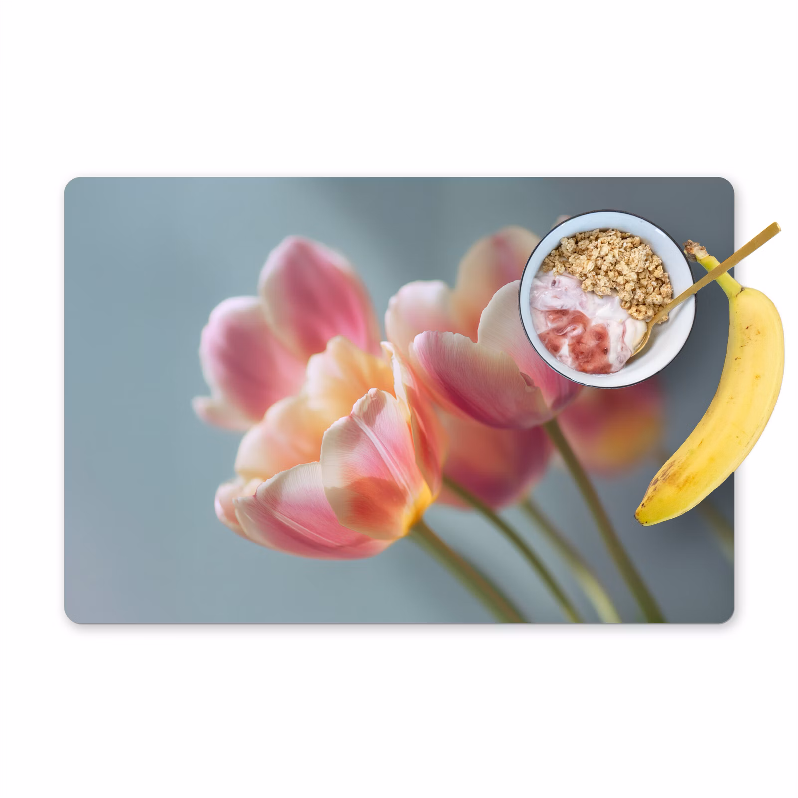 Vinilo para manteles individuales - Tulipanes - Rosa - Tallos — 1