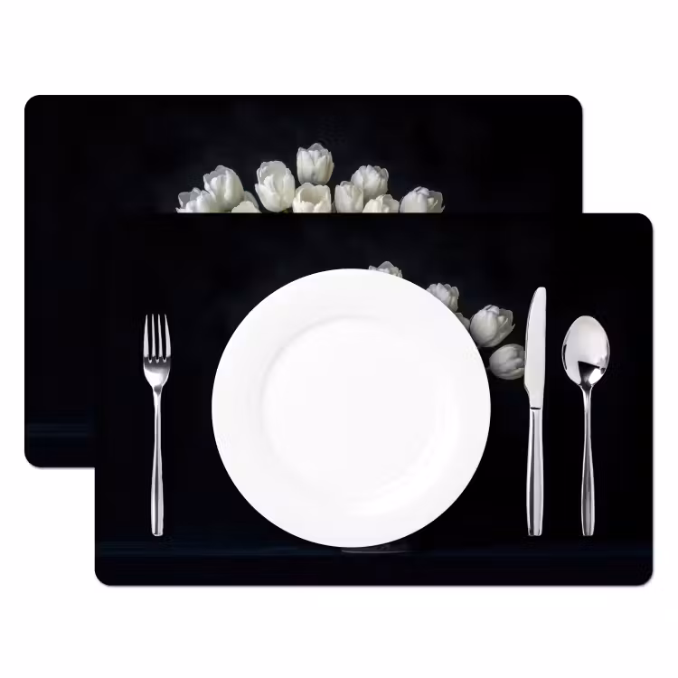 Vinilo para manteles individuales - Blanco - Flores - Tulipanes - Jarrón — 2