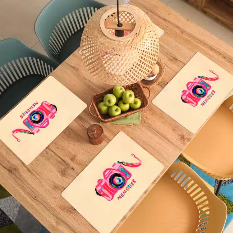 Vinilo para manteles individuales - Cámara - Recuerdos - Rosa - Pintado — 3