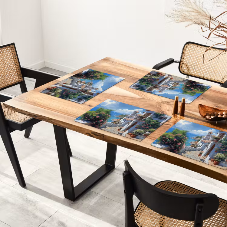 Vinilo para manteles individuales - Casas - Mar - Árboles - Flores — 4