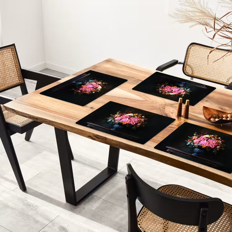 Vinilo para manteles individuales - Cita - Flores - Jarrón - Neón — 4