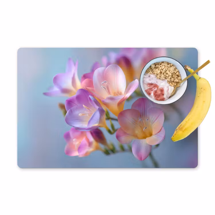 Vinilo para manteles individuales - Flores - Moradas - Desbordamiento - Estambre — 1