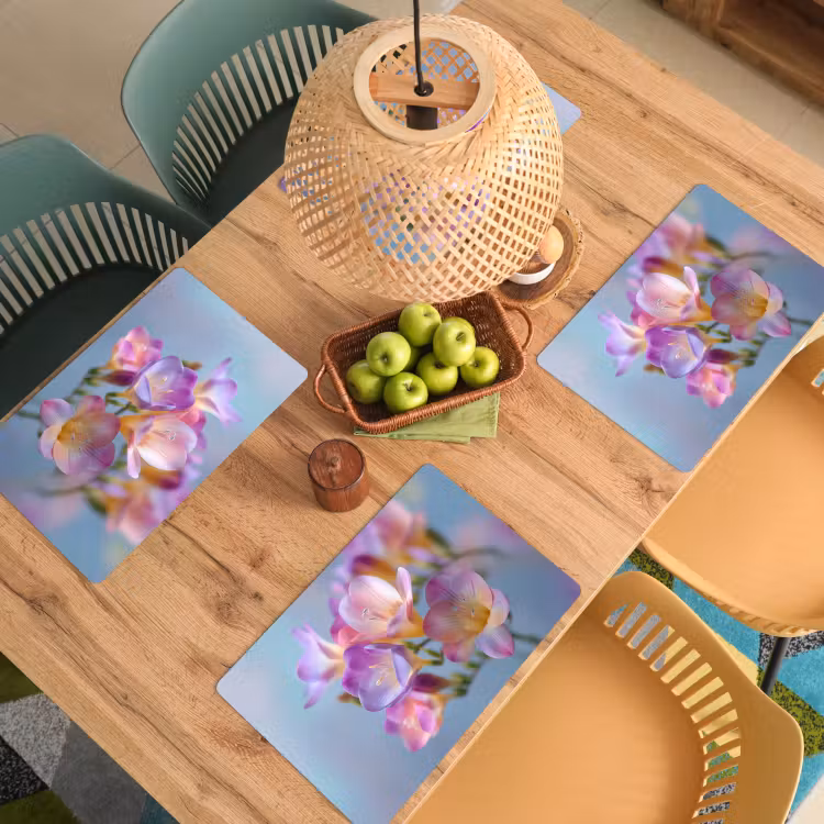 Vinilo para manteles individuales - Flores - Moradas - Desbordamiento - Estambre — 3