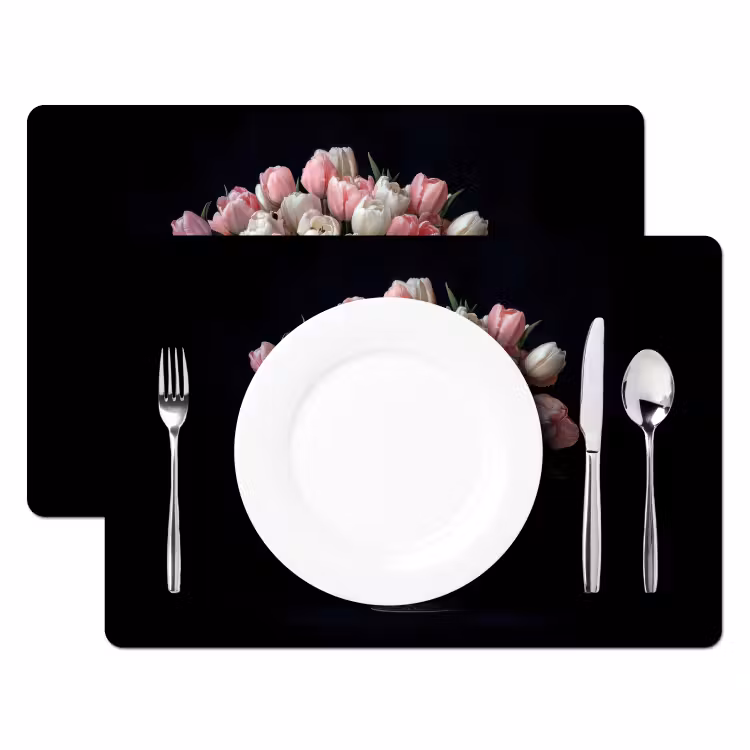 Vinilo para manteles individuales - Flores - Rosa - Tulipanes - Jarrón — 2