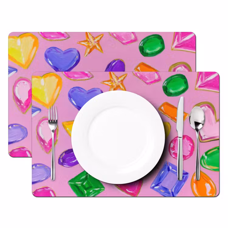 Vinilo para manteles individuales - Gemas - Formas - Corazón - Colorido — 2