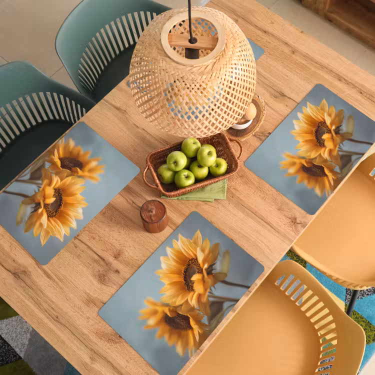 Vinilo para manteles individuales - Girasoles - Amarillo - Desenfocado — 3